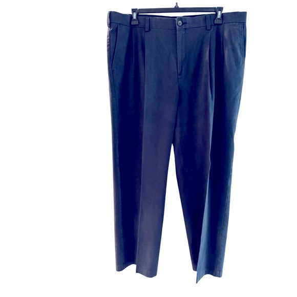 Croft & Barrow men’s navy pleated Pants button pockets back cotton Polyester 42 - Picture 4 of 11